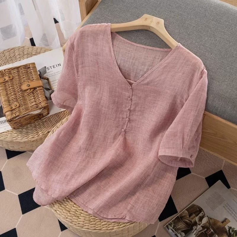 T-shirt da donna in misto lino - Linen Shirt Breathable recensione e prezzo