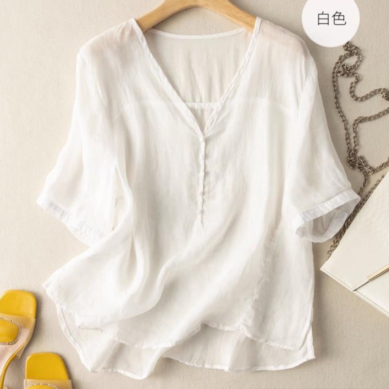 T-shirt da donna in misto lino - Linen Shirt Breathable recensione e prezzo